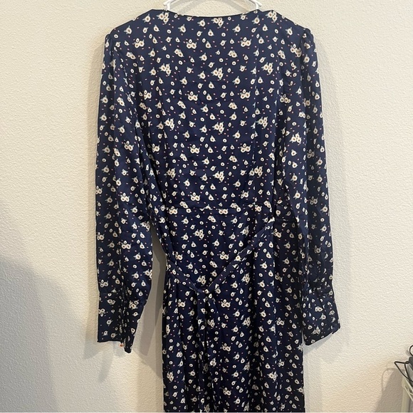 Glamorous Tall navy blue long sleeve midi wrap dress size 10 - Picture 2 of 12
